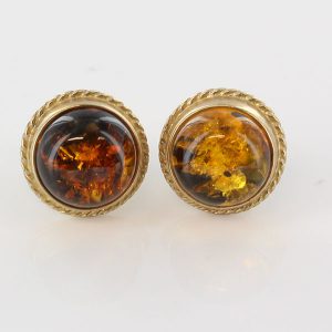 Italian Made Large German Green Baltic Amber Studs 9ct Gold GS0146G RRP £245!!!
