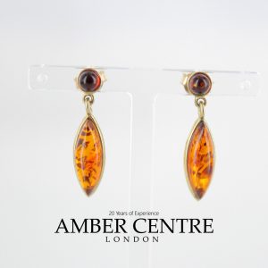 Italian Made Unique German Baltic Amber in 9ct Gold Drop Earrings GE0091 RRP£195!!!