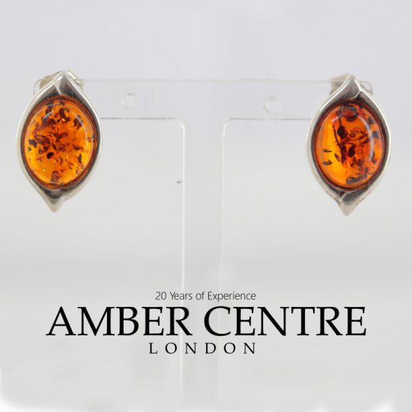 Italian Design Baltic Amber Stud Earrings In 925 Silver Handmade ST0108 RRP£28!!!