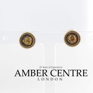 Italian Made German Green Baltic Amber Studs In 9ct solid Gold GS0145G RRP £100!!!
