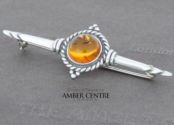 Amber Brooch German Baltic Amber 925 silver unique handmade - BD0114 RRP£40!!!