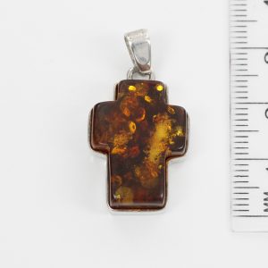 CROSS PENDANT HANDMADE UNIQUE GERMAN BALTIC AMBER IN 925 SILVER PD131 RRP£65!!!