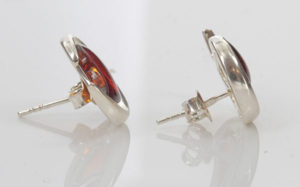 Elegant Italian Style Baltic Amber Handmade Stud Earrings 925 Silver ST0061 RRP£45!!!