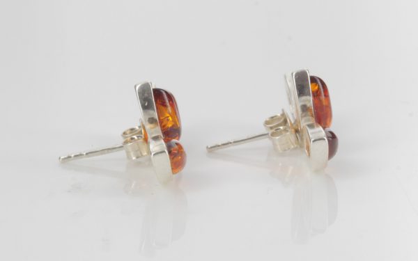 Unusual German Baltic Amber Handmade Stud Earrings 925 Silver ST0070 RRP£29!!!