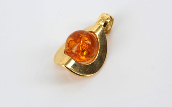 Italian Handmade 18ct solid Gold Modern Pendant German Baltic Amber GP0992 RRP £275!!!