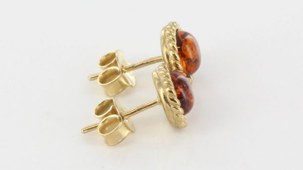 Italian Made Unique German Baltic Amber Studs In 9ct Gold GS0041 RRP£175!!!