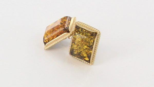 Italian Made Large German Green Baltic Amber Studs 9ct solid Gold GS0135G RRP £425!!!