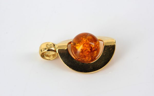 Italian Handmade 18ct solid Gold Modern Pendant German Baltic Amber GP0992 RRP £275!!!