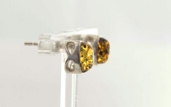 German Baltic Amber Classic Stud Earrings In 925 Silver Handmade ST0090 RRP£15!!!