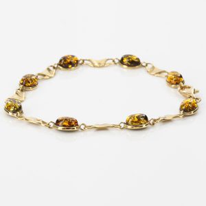 ITALIAN MADE GREEN GERMAN BALTIC AMBER BRACELET IN 9CT solid GOLD -GBR136G RRP£495!!!