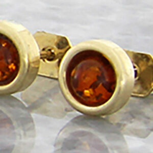 Italian Made Unique 9ct Solid Gold German Baltic Amber Stud Earrings GS0049 RRP£125!!!
