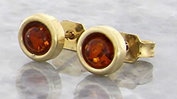 Italian Made Unique 9ct Solid Gold German Baltic Amber Stud Earrings GS0049 RRP£125!!!
