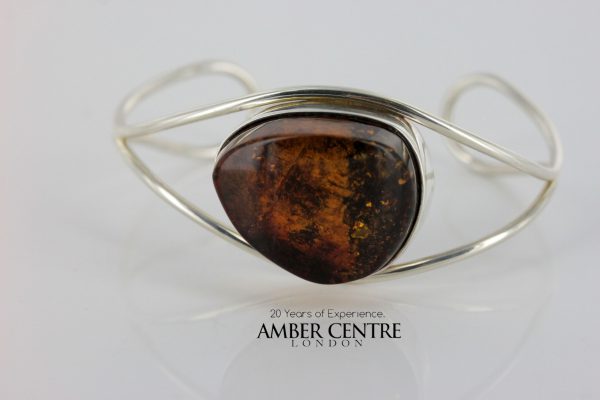 German Baltic Amber Handmade Bangle Solid 925 Sterling Silver - BAN045 - RRP£245!!!
