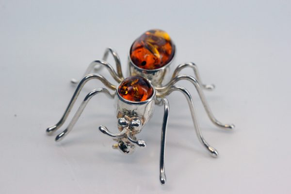 Italian Design Handmade Baltic Amber Spider Brooch in 925 Silver BD053 RRP£65!!!