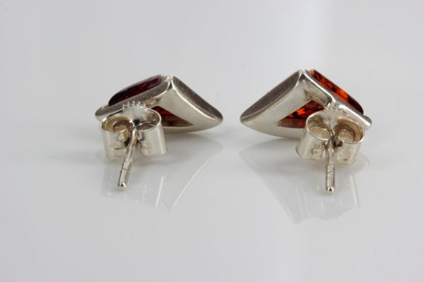 German Baltic Amber Handmade Stylish Stud Earrings 925 Silver ST0049 RRP£28!!!