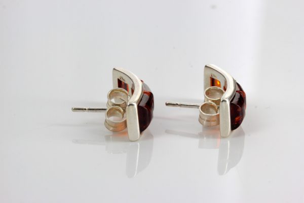 Elegant German Baltic Amber Stud Earrings 925 Silver Handmade ST0039 RRP £27!!!