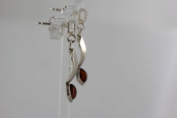 Italian Made Baltic Amber 925 Silver Necklace and Earrings Set with Diamond Elements SET17 RRP£125!!!
