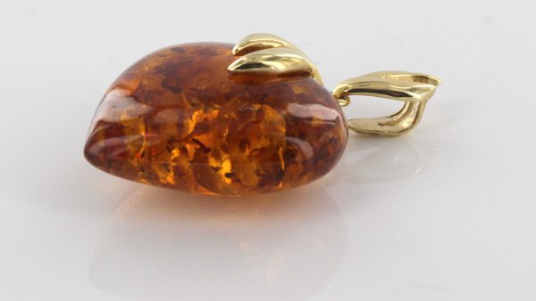Italian Hand Made Unique German Baltic Amber Heart Shaped Pendant with 14ct solid Gold - GP0546 RRP£525!!!