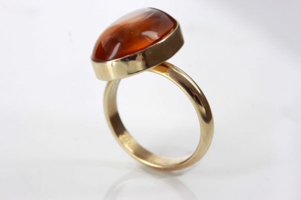 German Baltic Amber Handmade 9ct Ring Containing Biting Midge GRR010 RRP£450!!!
