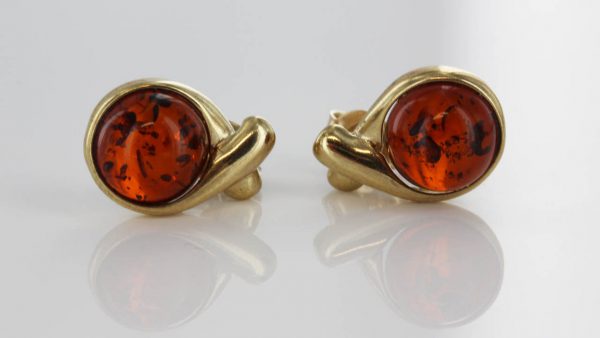 Italian Made "Kiss" German Baltic Amber Stud In 9ct Solid Gold GS0088 RRP£195!!!