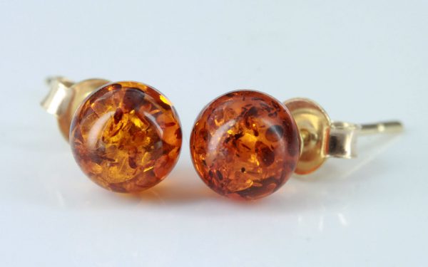Italian Made Unique German Baltic Amber Bead Studs In 9ct Gold GS0152 RRP£95!!