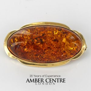 Italian Handmade Elegant German Baltic Amber Brooch in 9ct Gold GB0013 RRP£375!!!