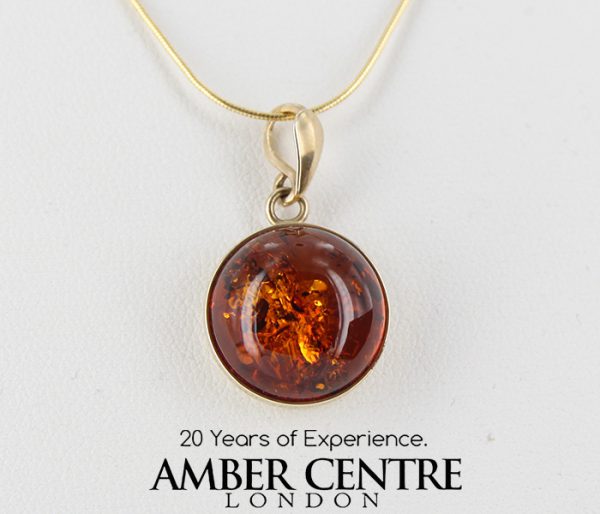 Italian Made Classic Elegant German Baltic Amber Pendant in 9ct solid Gold GP0016 RRP£175!!!