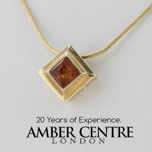 Italian Made Modern Elegant German Baltic Amber Pendant in 9ct solid Gold- GP0071 RRP£145!!!