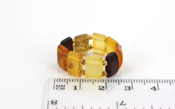 German Baltic Fiery Orange & Cognac Amber Handmade Elastic Ring RB013 RRP£35!!!