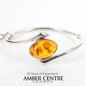German Baltic Amber Bangle Elegant Modern 925 solid Silver Handmade BAN116 RRP£275!!!