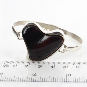 Italian Heart Bangle Elegant Cherry German Baltic Amber 925 solid Sterling Silver Handmade Ban115 RRP£325!!