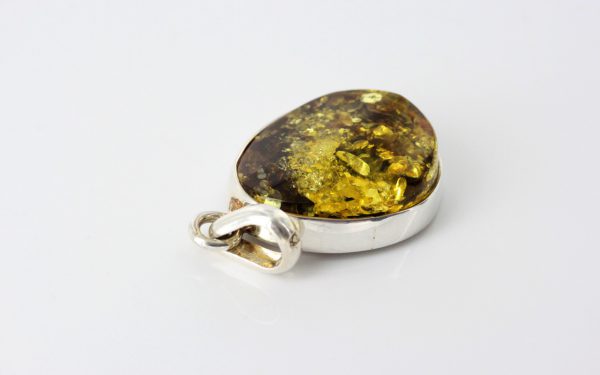 Green Baltic Amber Pendant 925 Silver Italian Design Handmade PE0203 RRP£95!!!