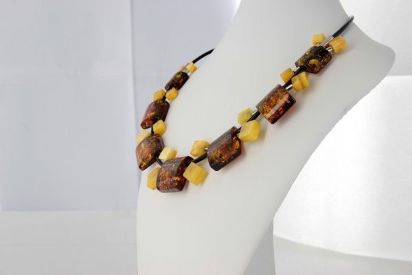 German Handmade Unique Mix Toned Baltic Amber Necklace 925 Silver N005 RRP£795!!