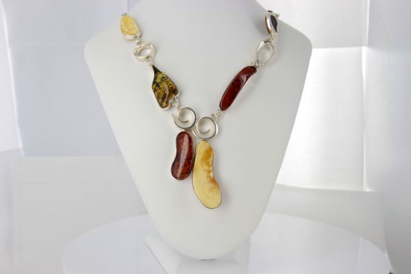Unique German Baltic Amber 925 Silver And Black Leather Necklace N017 RRP£795!!