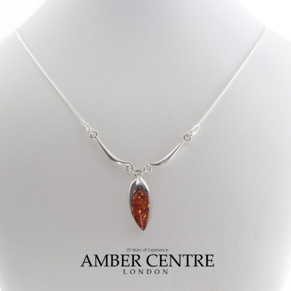 Necklace With Amber Elegant Handmade Italian Sterling Silver N042 RRP£65!!!