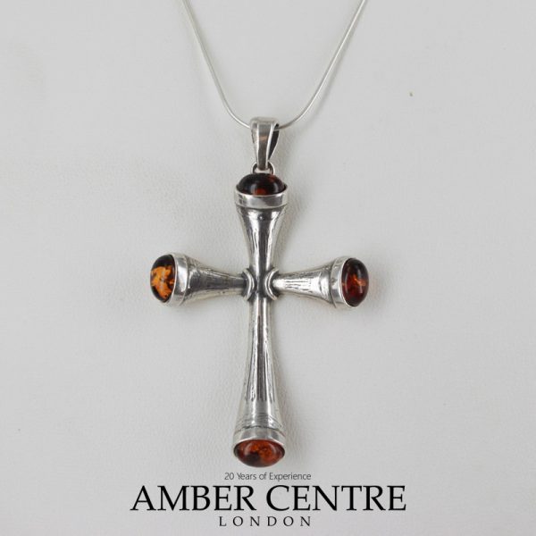 Cross Pendant Handmade German Baltic Amber in 925 Silver PD019 -RRP£90!!!