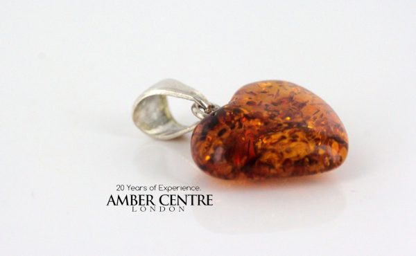 Gorgeous German Cognac Baltic Amber Heart Shaped Pendant PD073 Av 15mm X 15mm RRP£30!!!