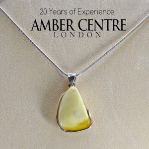 Antique Milky German Baltic Amber Pendant 925 Silver-PE0036 RRP£225!!!+ FreeChain
