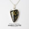Green Baltic Amber Pendant Italian Style Unique In 925 Silver PE0209 RRP£120!!!