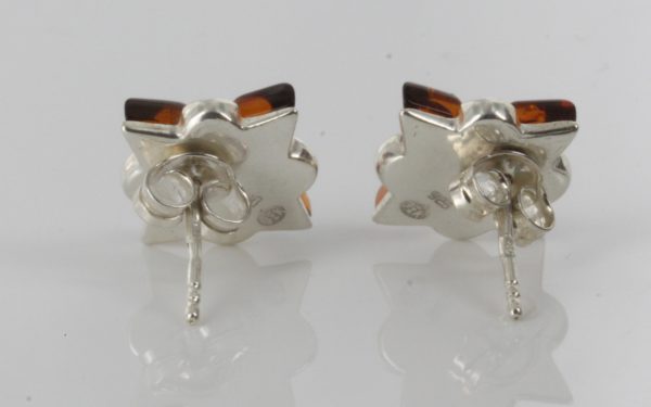 Elegant German Baltic Amber Stud Earrings 925 Silver Handmade ST0016 RRP£40!!!