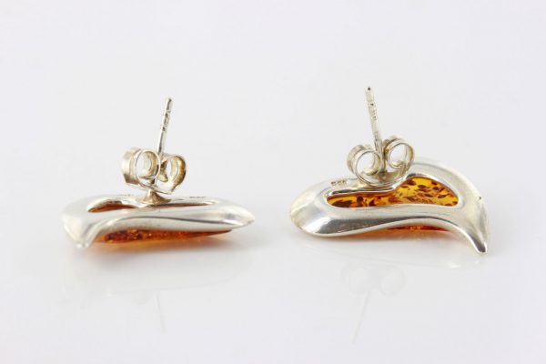 Heart Shaped Baltic Amber Stud Earrings Handmade 925 Silver ST0078 RRP£50.00!!!