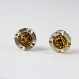 German Baltic Amber Classic Stud Earrings In 925 Silver Handmade ST0093 RRP£20!!!