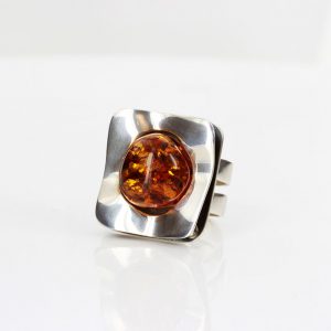 Italian Hand Made German Baltic Amber Modern Ring in 925 Silver WR013 RRP£175!!!