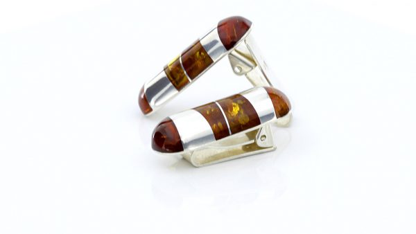 Clip on Earrings German Baltic Amber 925 Silver Handmade CL005 RRP£125!!!