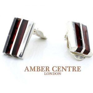Clip on Earrings Elegant German Baltic Amber 925 Silver Handmade CL022 RRP£60!!