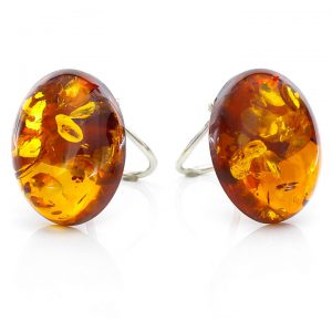 Clip on Earrings Classic German Baltic Amber 925 Silver Handmade CL036 RRP£60!!