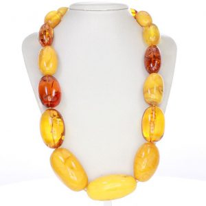 Multicoloured Antique Rare German Baltic Amber Beads 248.0g A0126