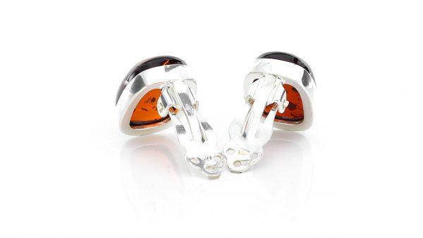 Clip on Earrings Modern German Baltic Amber 925 Silver Handmade CL041 RRP£45!!!