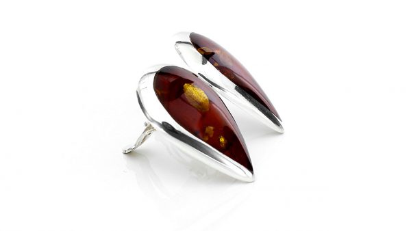 Clip On Earrings Handmade German Baltic Cherry Amber 925 Silver Cl058 RRP£125!!!