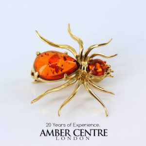 Italian Made German Baltic Amber in 18ct Gold Spider Brooch GB0004/18ct RRP£795!!!